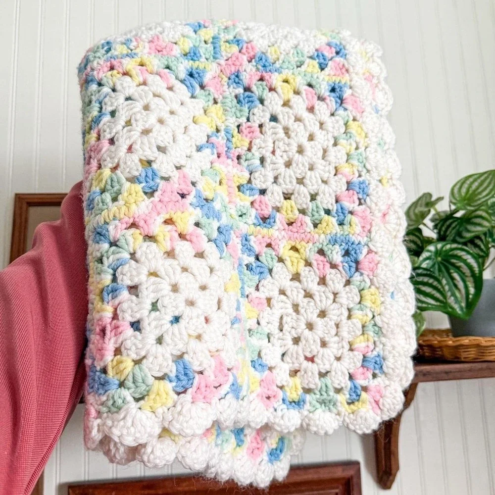 Handknit Colorful Crochet Blanket